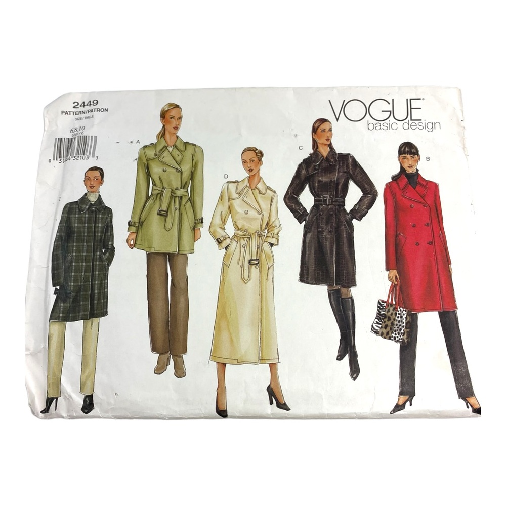 Vogue 2449 Misses' Fitted, A-Line Coat Misses' Size 6-8-10 Uncut Sewing …